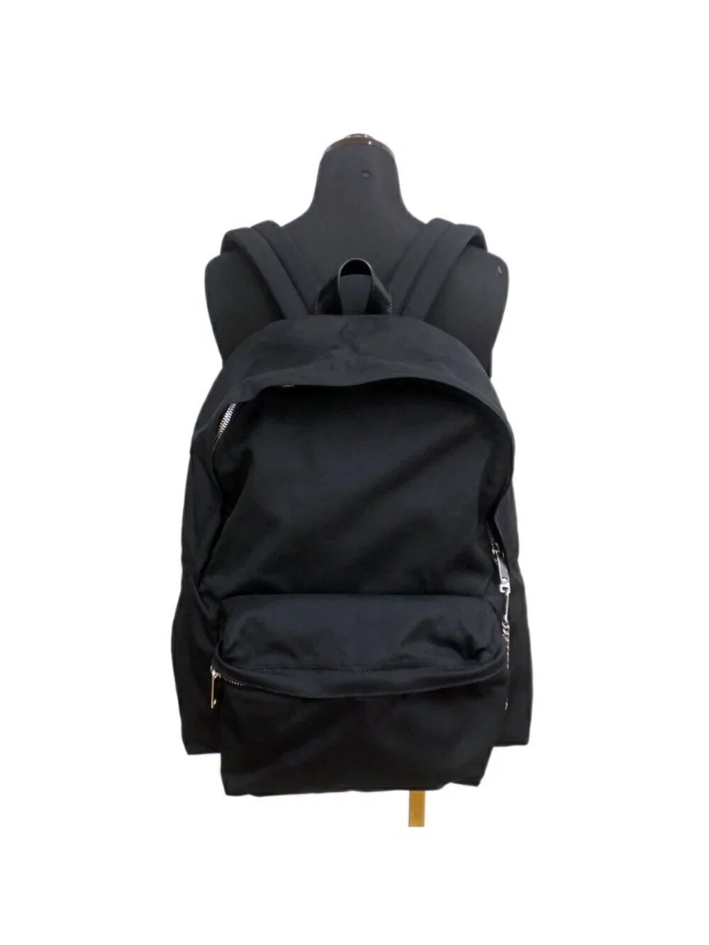 Celine Backpack Nylon Canvas Black Silver Metal Charm